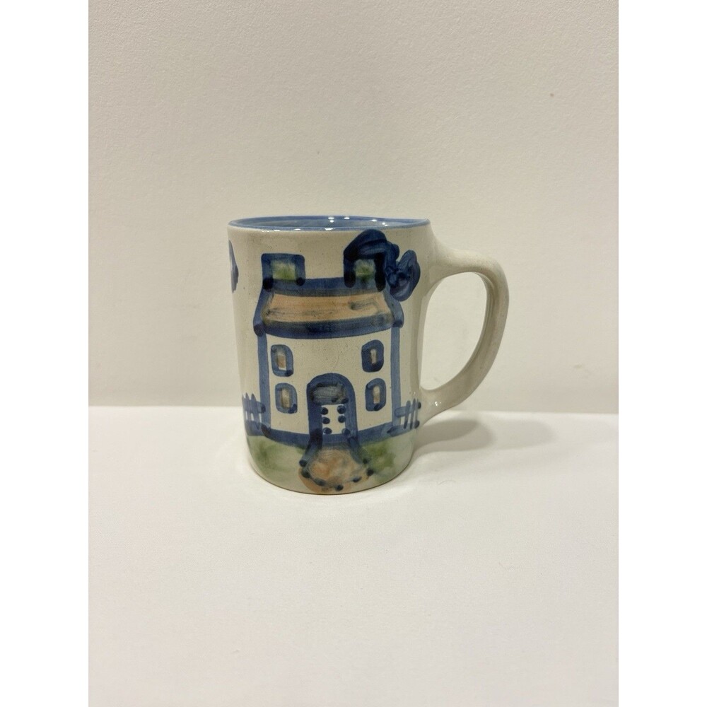 MA Hadley Pottery Vintage Mug House Ship All Gone Folk Art Coffee Cup Signed